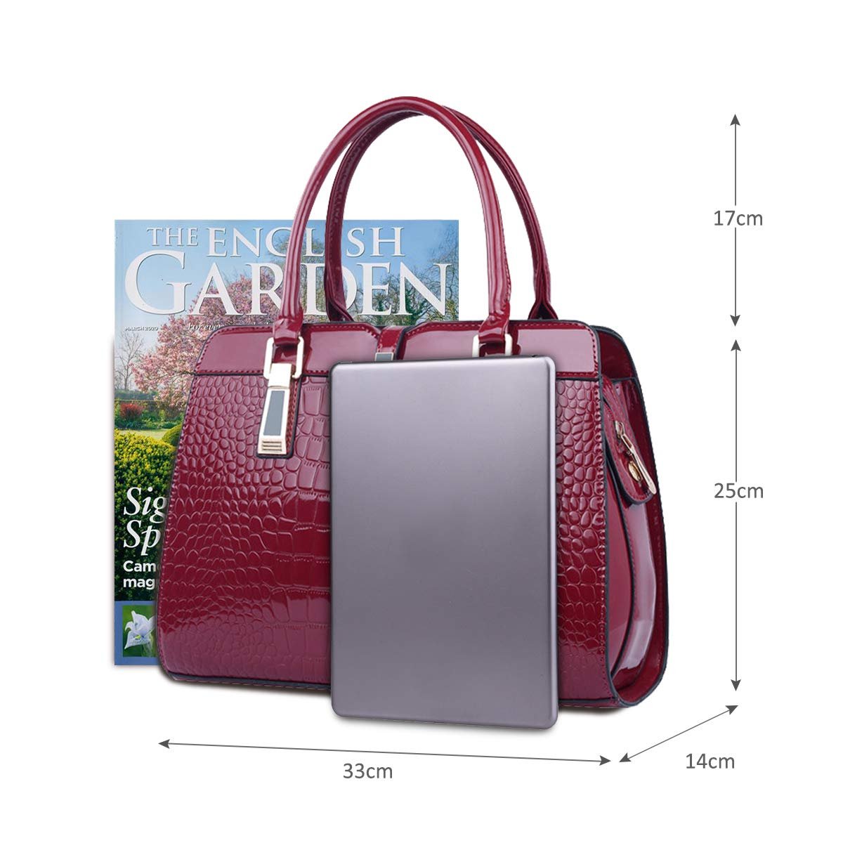 Сумка Nicole&Doris, женская, с верхней ручкой, модная, из патентованной кожи, портативная, на плечо, мессенджер, красное вино, фото №5 Сумка Nicole&Doris, женская, с верхней ручкой, модная, из патентованной кожи, портативная, на плечо, мессенджер, красное вино, фото №5