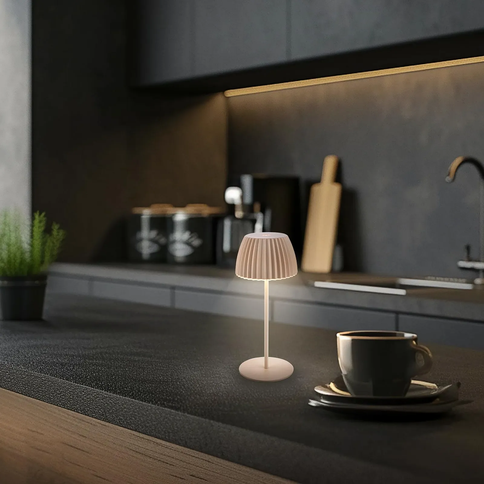 Мини LED настольная лампа BRILONER Riffle Set of 2 Wireless IP44 8.5 x 20 см Beige, фото №3