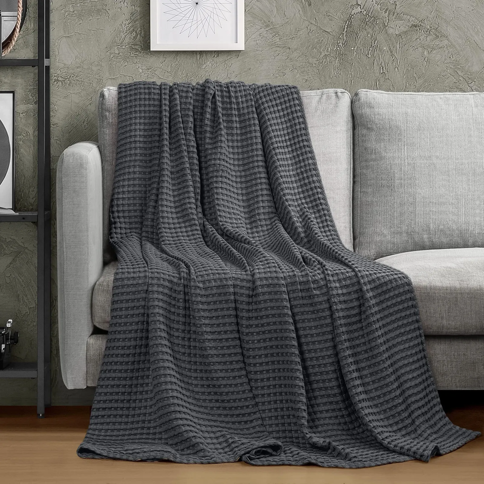 Вафельна Покривало Utopia Bedding Бавовна 228 x 228 см, М'яка, фото №4