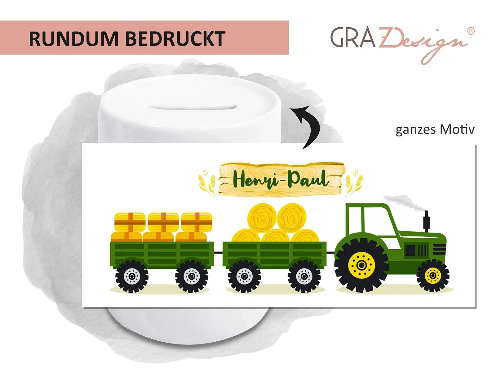 Дитяча скарбничка GRAZDesign Трактор Керамічна, фото №2