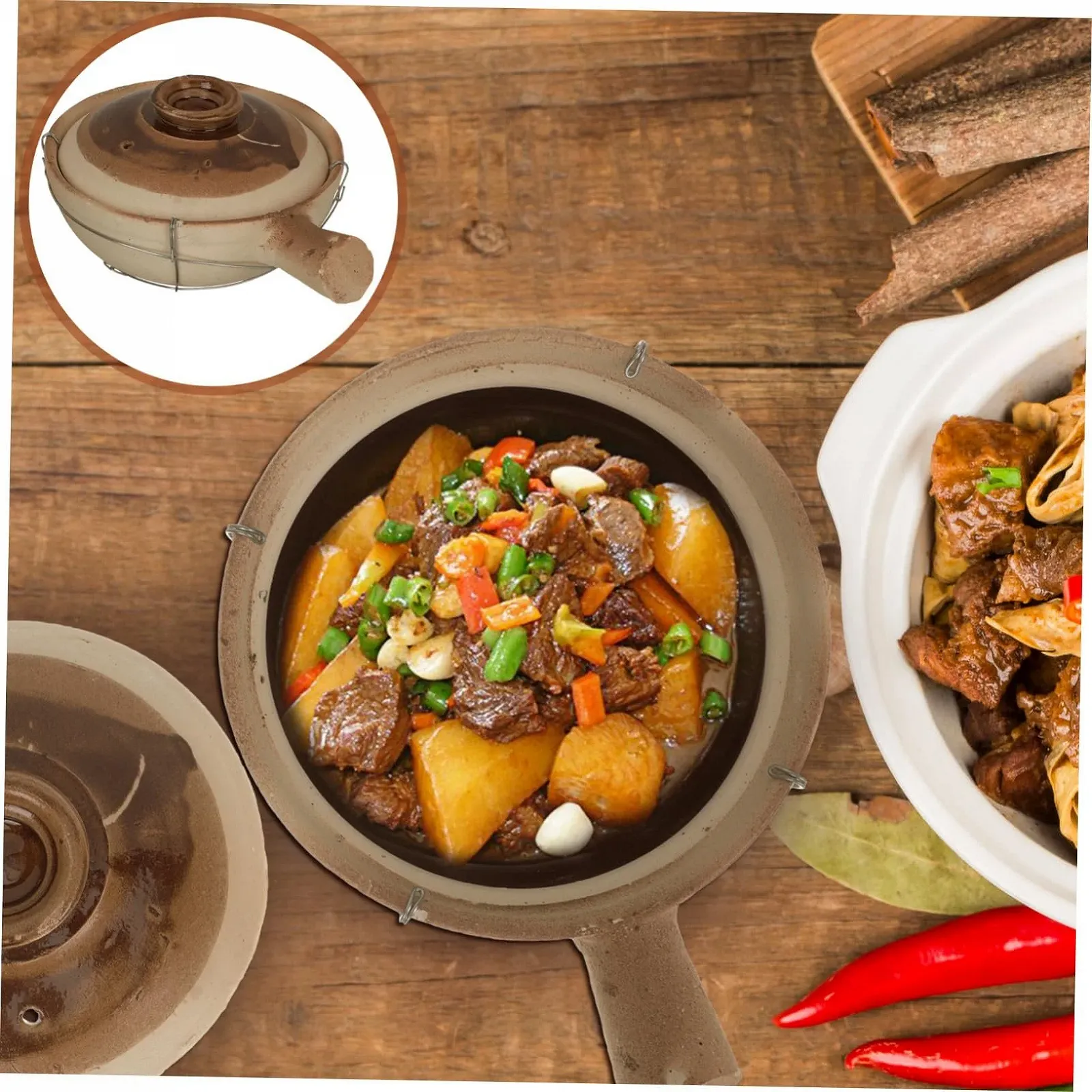 Кастрюля OUNONA с двумя ручками и отверстием для пара термостойкая, фото №2