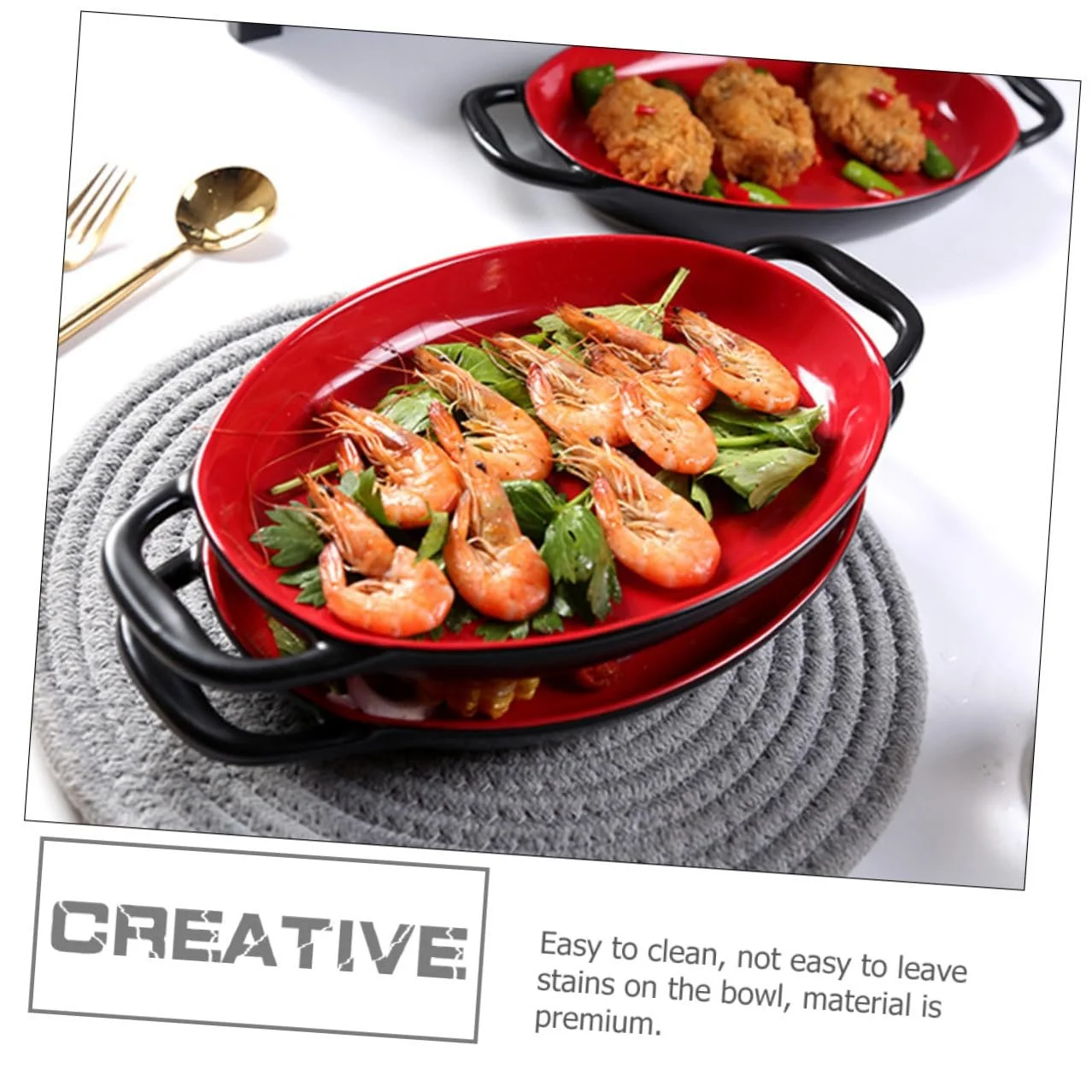 Форма для запекания Lurrose керамическая термостойкая с двойными ручками универсальная, фото №6