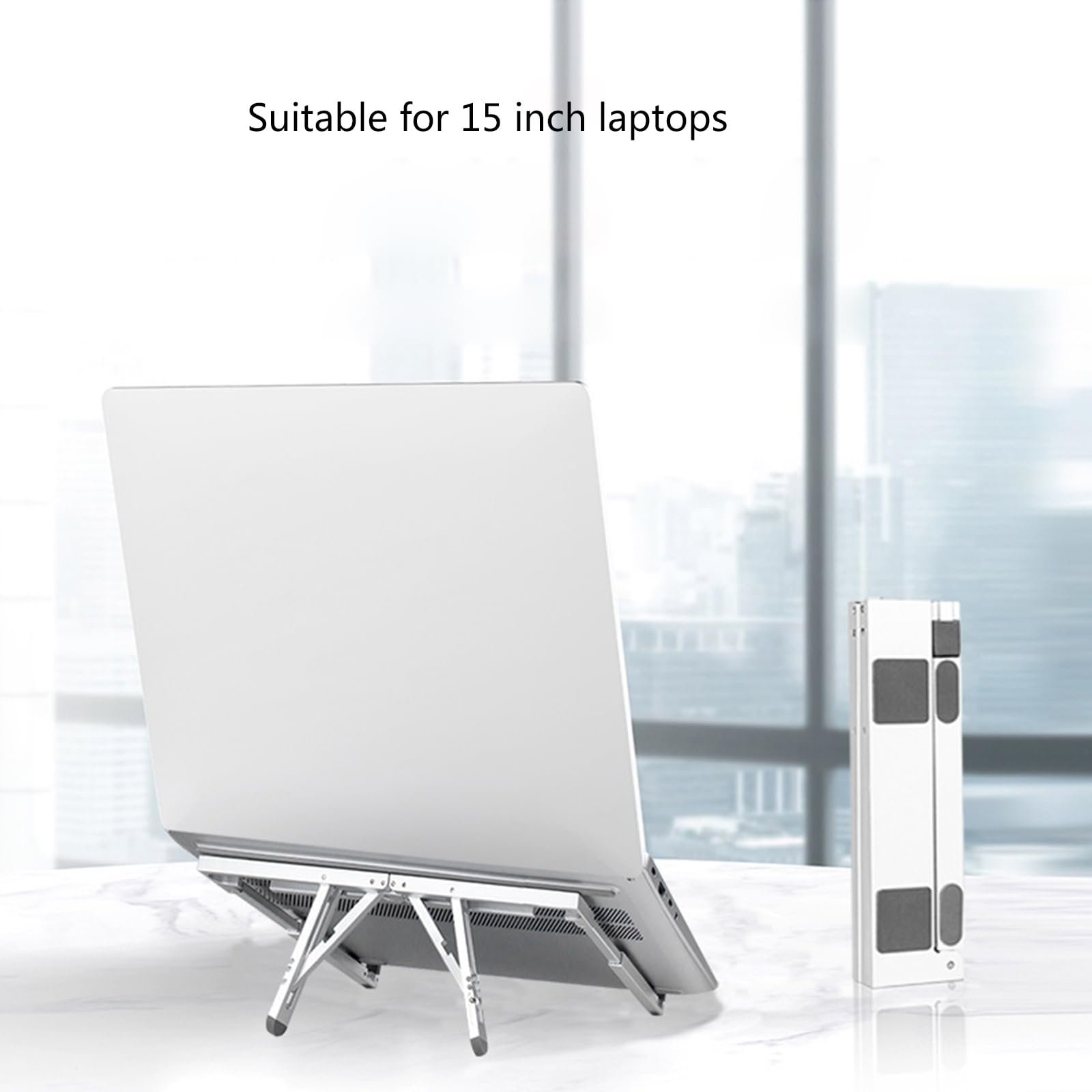 Підставка для ноутбука складана ергономічна з нековзним силіконом, трикутна, проста в доступі для зарядки, регульована, фото №2