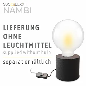 Настільна лампа SSC-LUXon NAMBI Набір з 2 шт. кругла E27 з кабелем та вимикачем чорна synthetic.ua - Фото 1