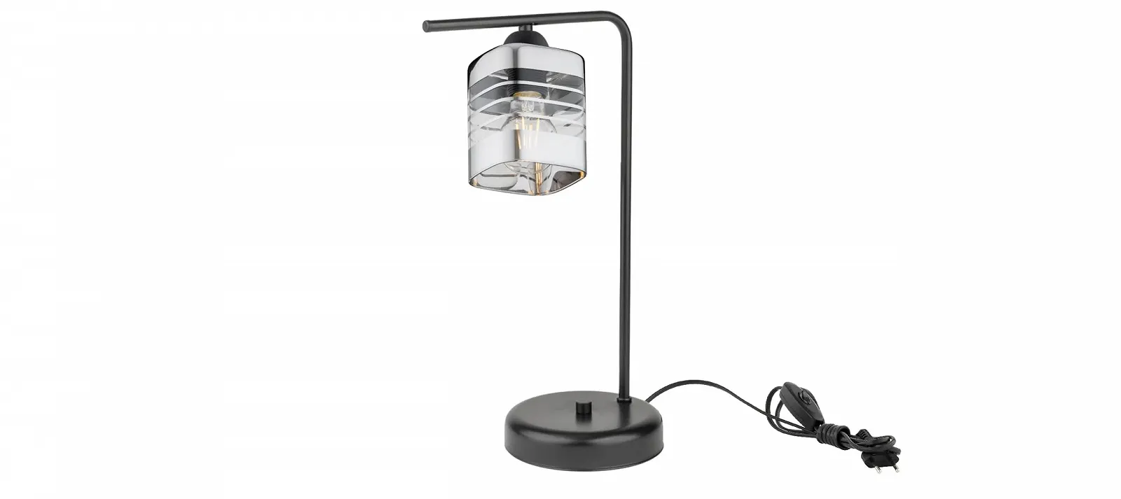 Настільна лампа Loft Metal Glass Silver 1-Bulb E27 Чорний, фото №6