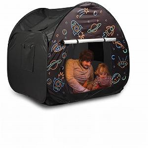 Тент Ysityum Сенсорный для детей с аутизмом, очень большой 47 x 47 дюймов, игровой, всплывающий, с окном и дверцей, черный - Фото 1