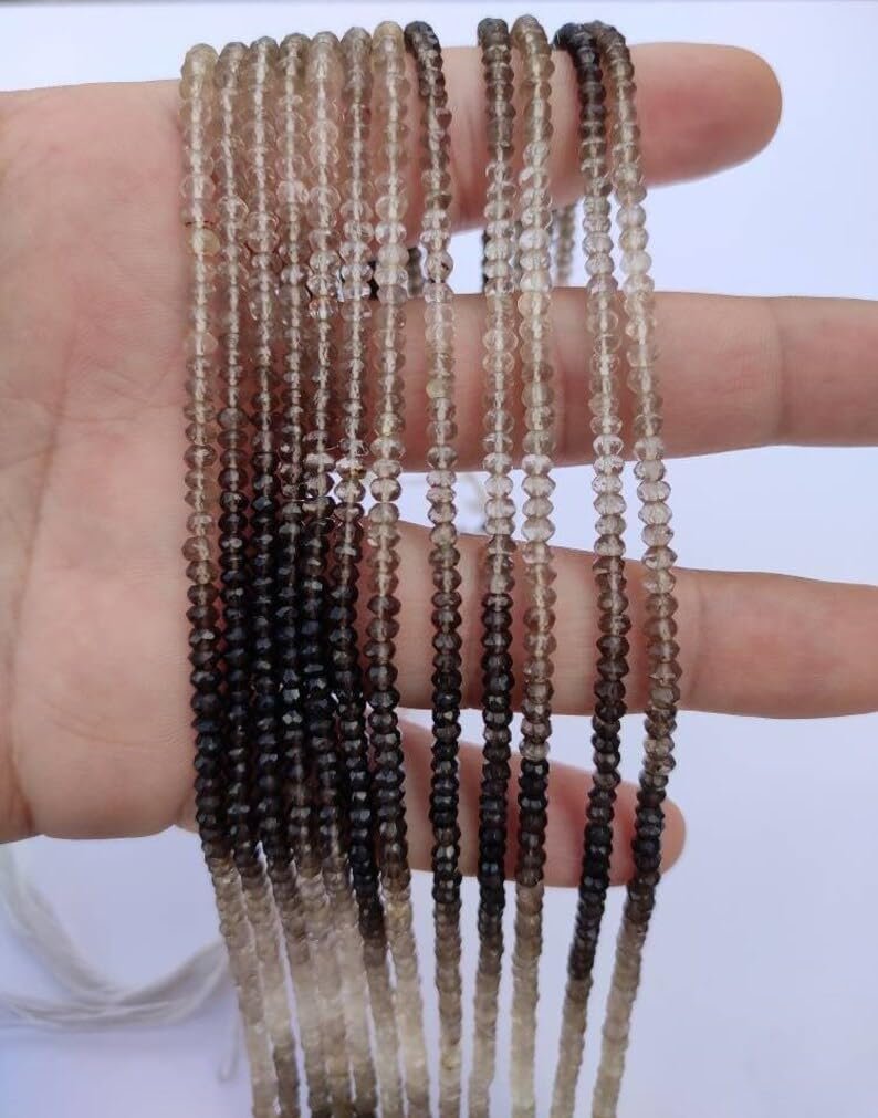 Круглые граненые бусины из дымчатого кварца 3.5 мм, нить длиной 33 см для изготовления ювелирных изделий, фото №3