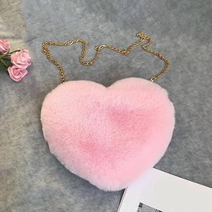 Сумка Fashion Love Peach Heart Женская Сумка-цепочка на плечо Плюшевая Сумка на одно плечо Шерстяная Сумка Плюшевая Подушка в форме сердца для девушек для камер - Фото 1