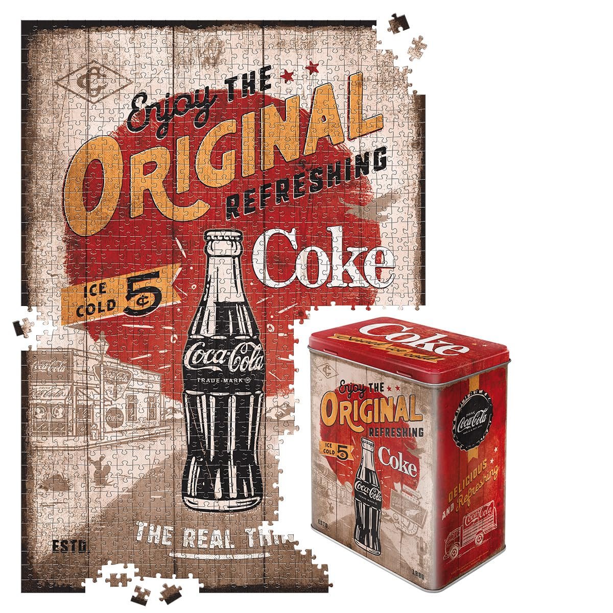 Пазл Nostalgic-Art Retro Coca-Cola Highway 66 1000 элементов 68 x 48 см в металлической коробке, фото №1
