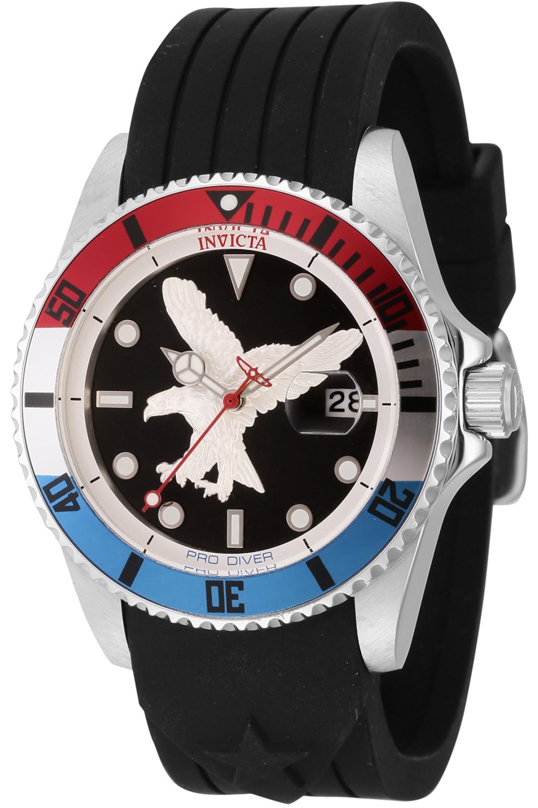Мужские часы Pro Diver Invicta 45872, водонепроницаемые, аналоговые, кварцевый механизм, нержавеющая сталь с черным циферблатом, 42 мм, серебристый, ремешок, фото №1
