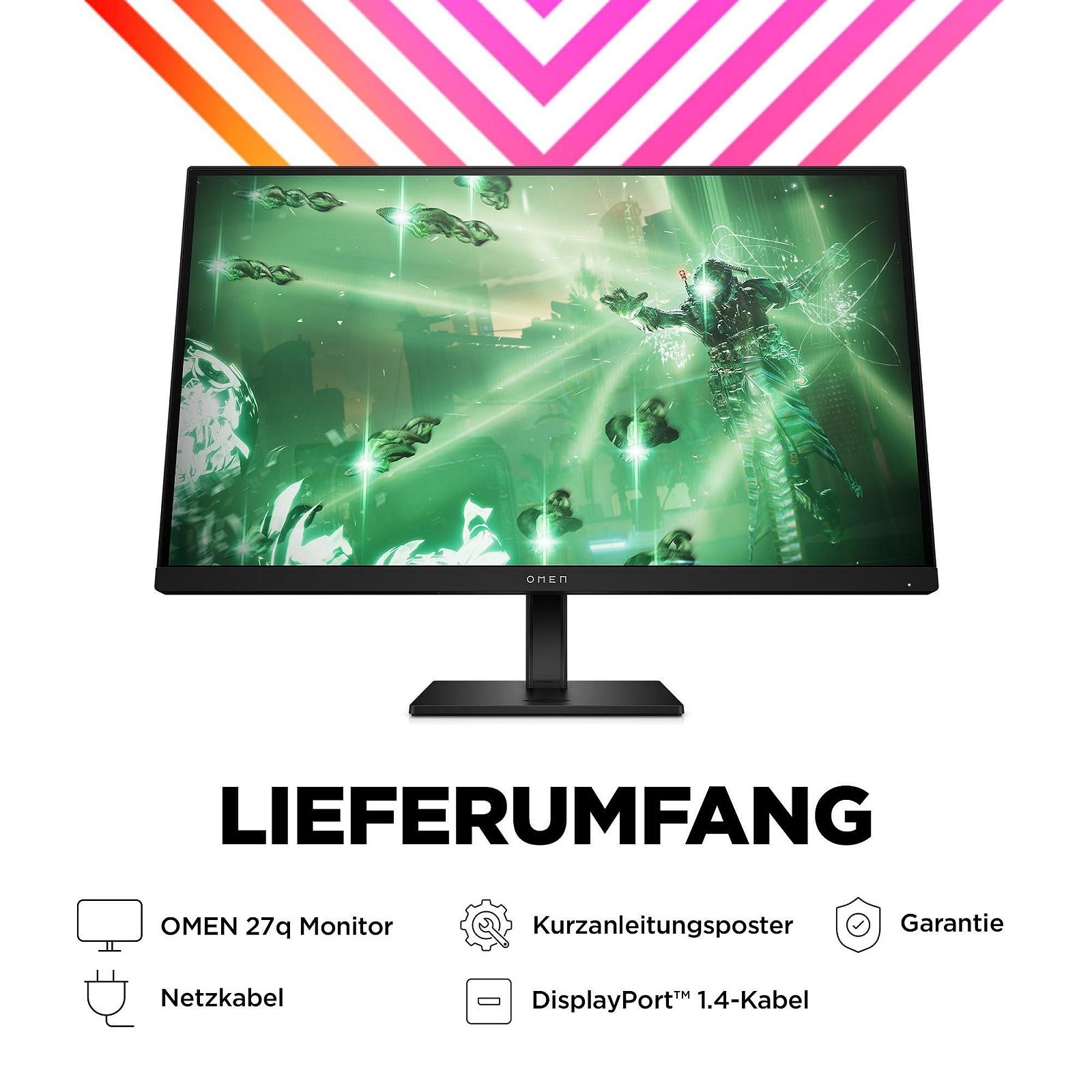Монітор HP OMEN 27q Геймінг - 27 дюймовий екран, QHD дисплей, 165Hz, AMD FreeSync Premium, 1 мс час відгуку, 2x HDMI 2.0, Display Port 1.4, аудіовихід, чорний, фото №3
