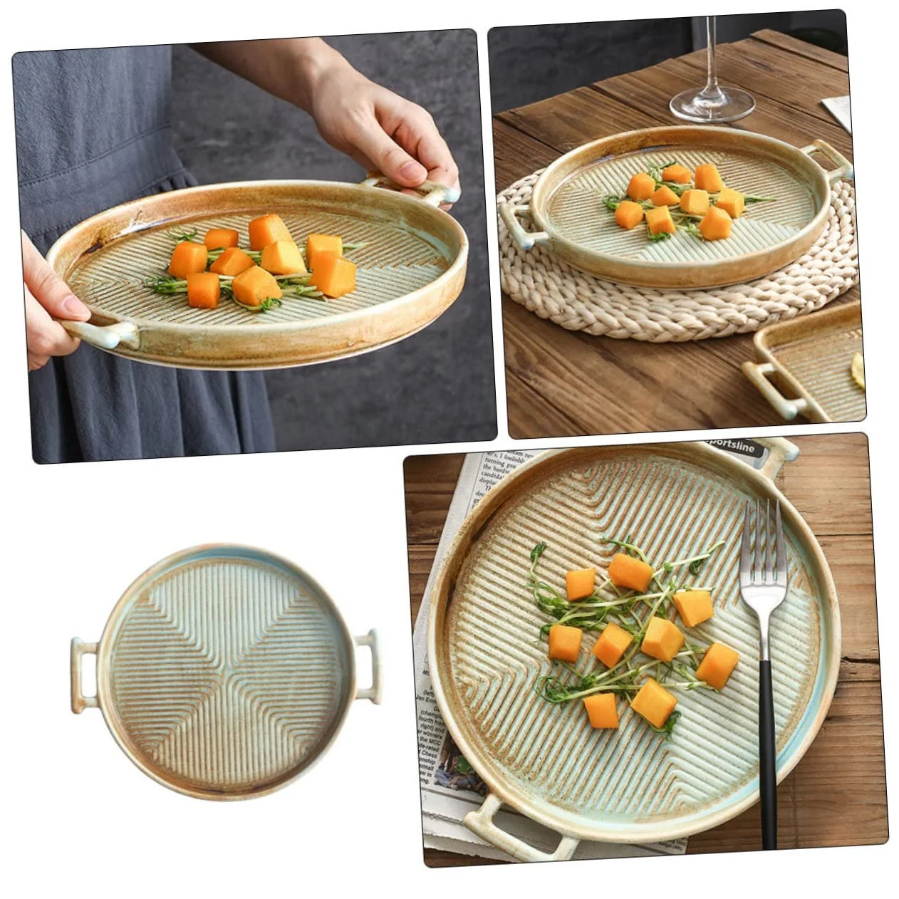 Форма для запекания TOPBATHY керамическая ретро квадратная с двойной ручкой термостойкая, фото №9