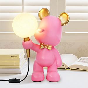 Настільна лампа YESINTO у формі ведмедя зі смоли рожева G9 synthetic.ua - Фото 1
