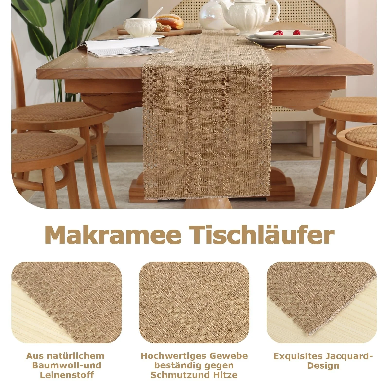 Ранер Macrame Boho Crochet Lace 30 x 183 см Бежевий, фото №5 Ранер Macrame Boho Crochet Lace 30 x 183 см Бежевий, фото №5