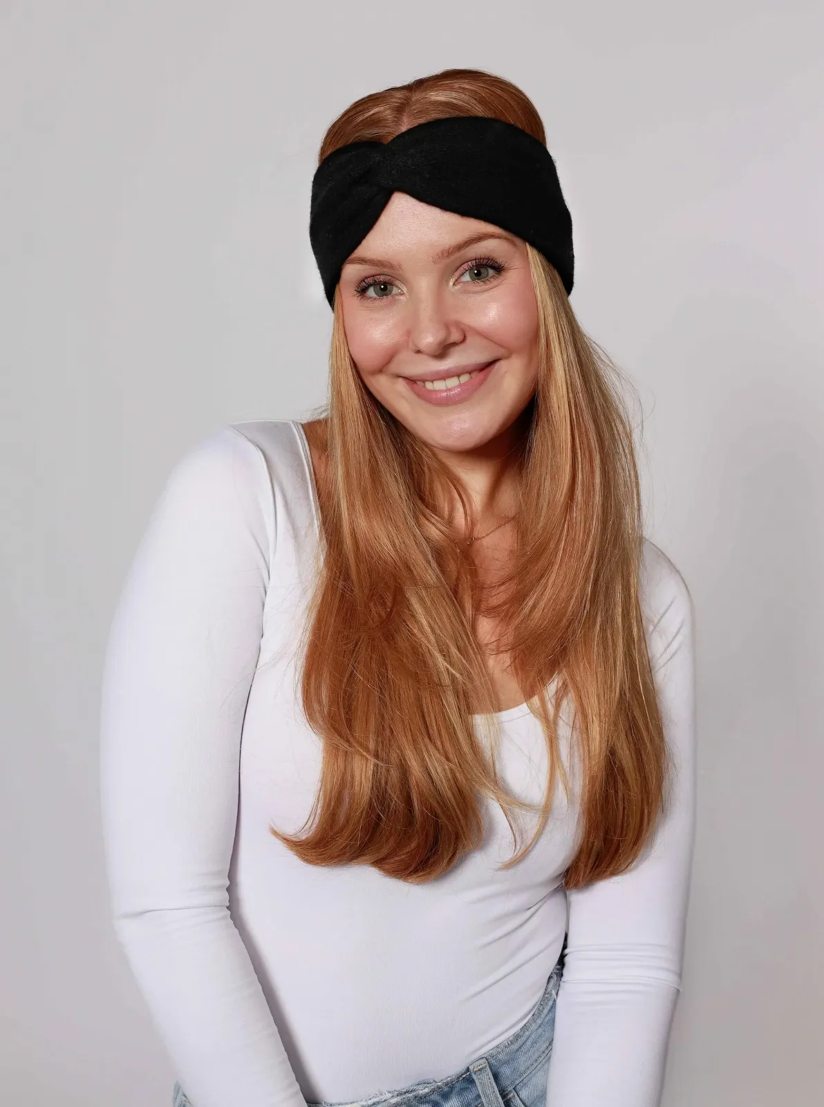 Пов'язка на голову Zwillingsherz 100% кашемір чорний, фото №2