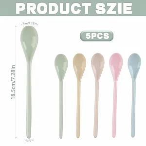 Ложки Пластикові Довгі Набір 5 штук Різнокольорові synthetic.ua - Фото 1