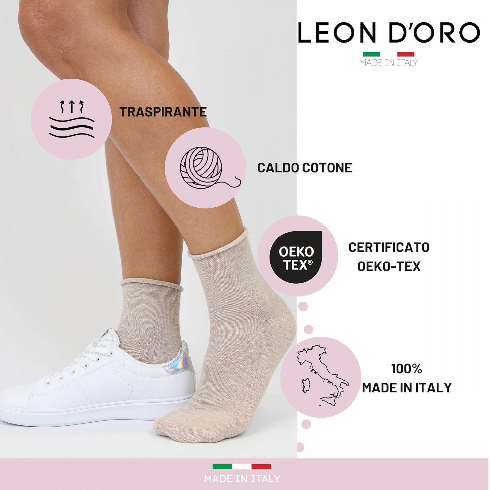 Женские носки LEON D'ORO Без резинки Теплые Хлопковые 3/6 пары Короткие носки Модные Сделано в Италии, фото №5