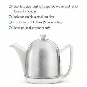 Чайник-заварник Bredemeijer Manto 1,0 л, сатинове покриття, Spring White, кераміка 1 л synthetic.ua - Фото 1