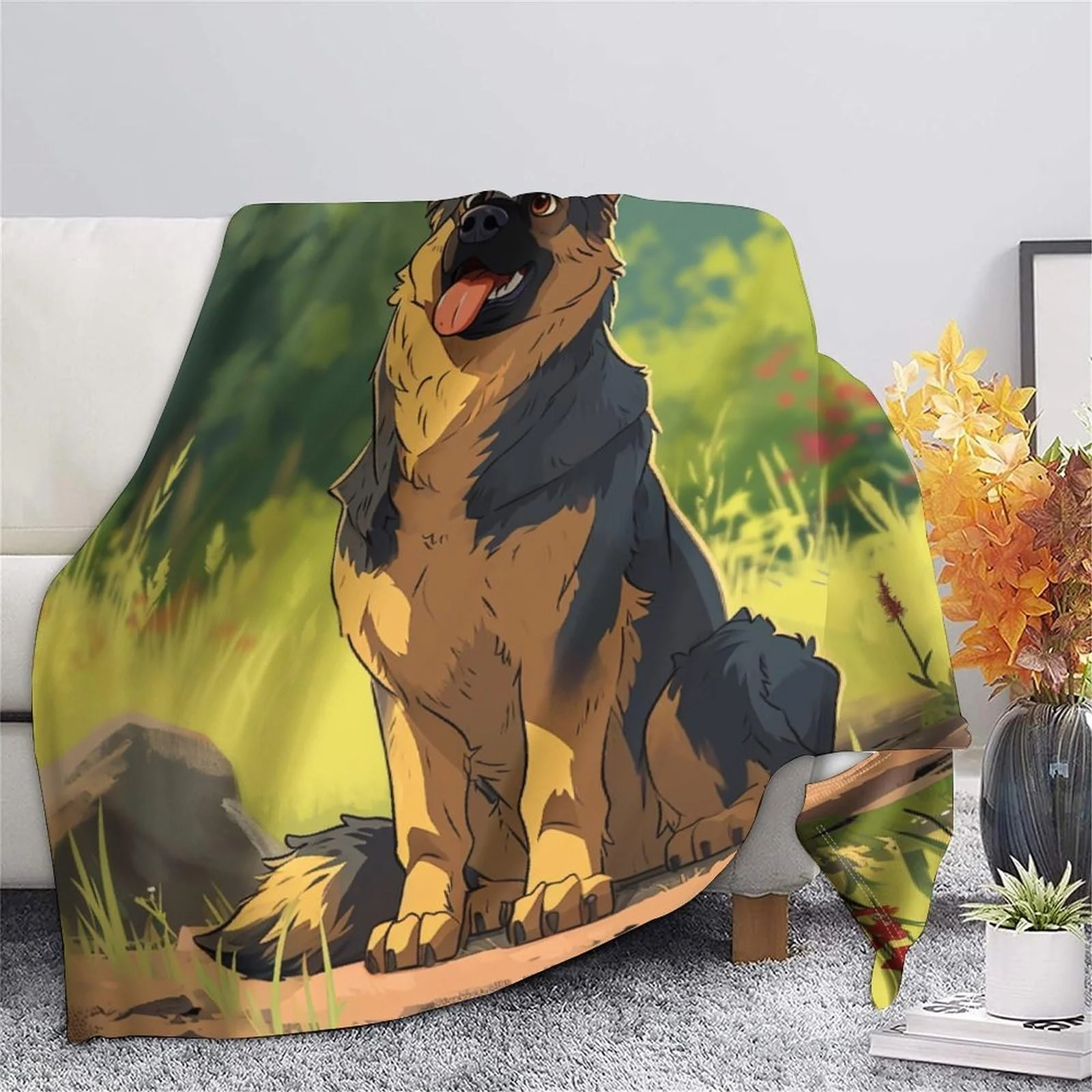 Фланелева Покривало VFKLZCNYR з 3D друком німецької вівчарки для диванів, ліжка, крісел, фото №6