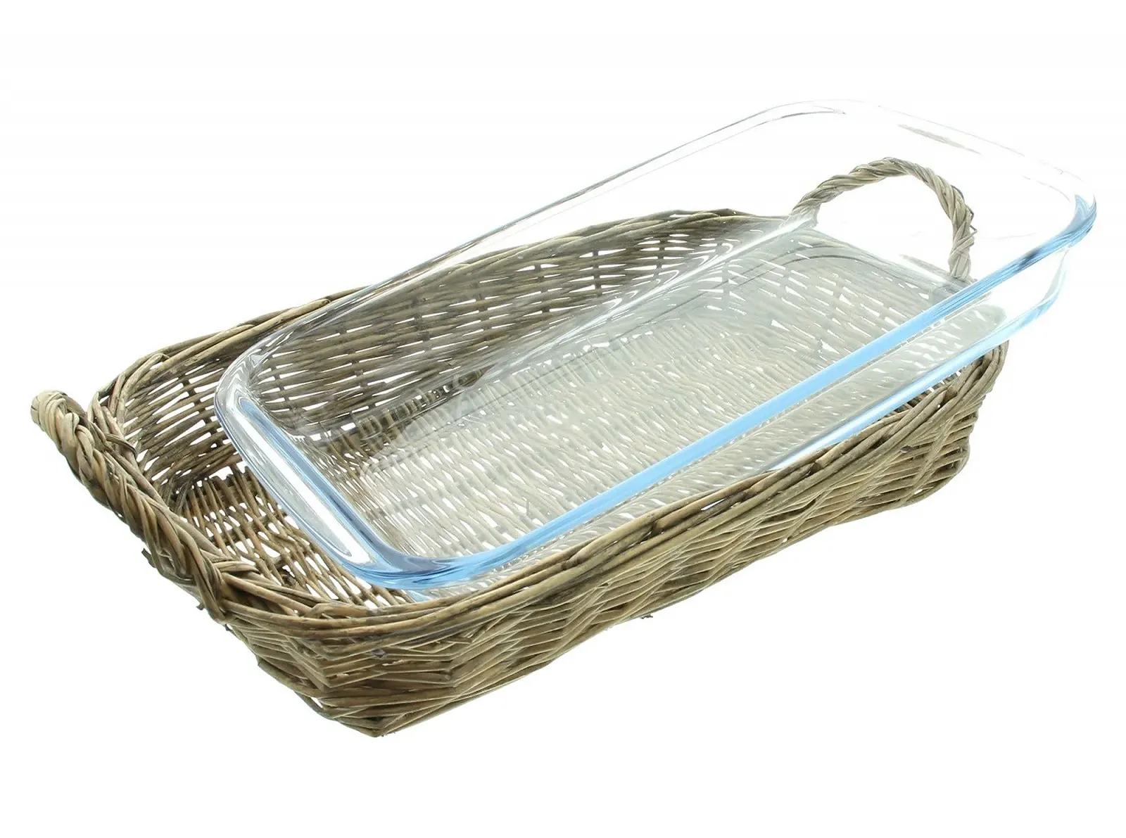 Форма для запікання Cuisine з плетеним кошиком скляна 37 x 24 x 7 см сіра, фото №3