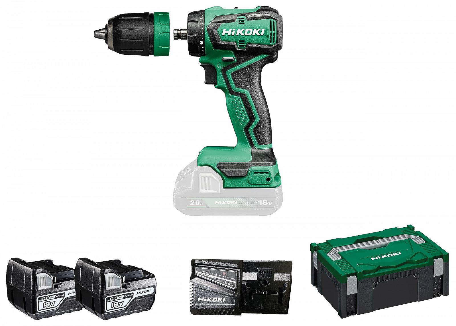 Електродриль-шуруповерт HIKOKI Quick DS18DDQ (18В, 2x5,0Аг Li-ion акумулятор, Макс. крутний момент (жорсткий): 55 Нм, Холостий хід 2-а швидкість: 0-1700 об/хв, Патрон 1,5-13 мм) Аксесуари у кейсі HSC, фото №1 Електродриль-шуруповерт HIKOKI Quick DS18DDQ (18В, 2x5,0Аг Li-ion акумулятор, Макс. крутний момент (жорсткий): 55 Нм, Холостий хід 2-а швидкість: 0-1700 об/хв, Патрон 1,5-13 мм) Аксесуари у кейсі HSC, фото №1