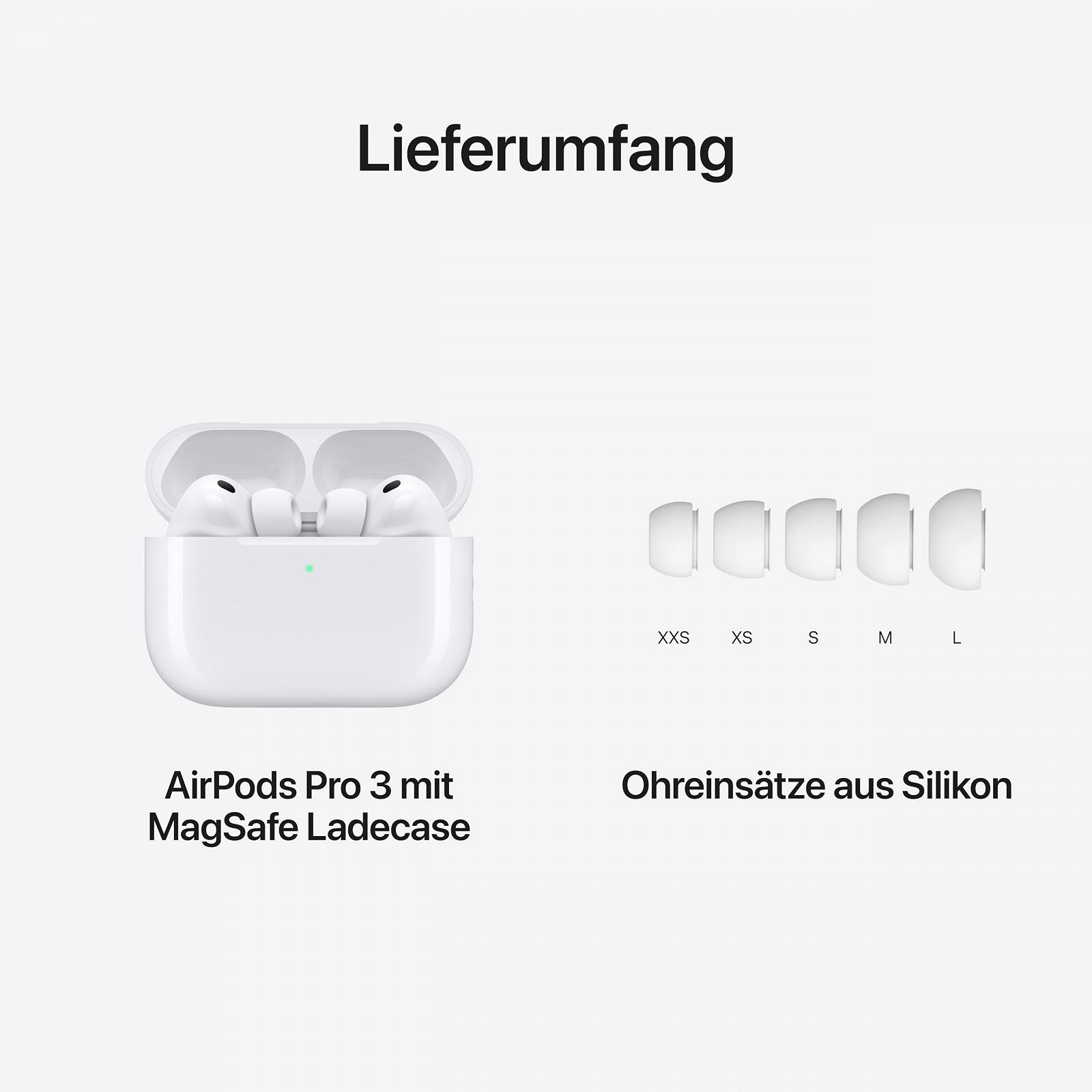Наушники-вкладыши беспроводные Apple AirPods Pro 3, активное шумоподавление, монитор сердечного ритма, функция слухового аппарата, Bluetooth-наушники, 3D аудио, Hi-Fi звук, зарядка через USB-C, фото №5