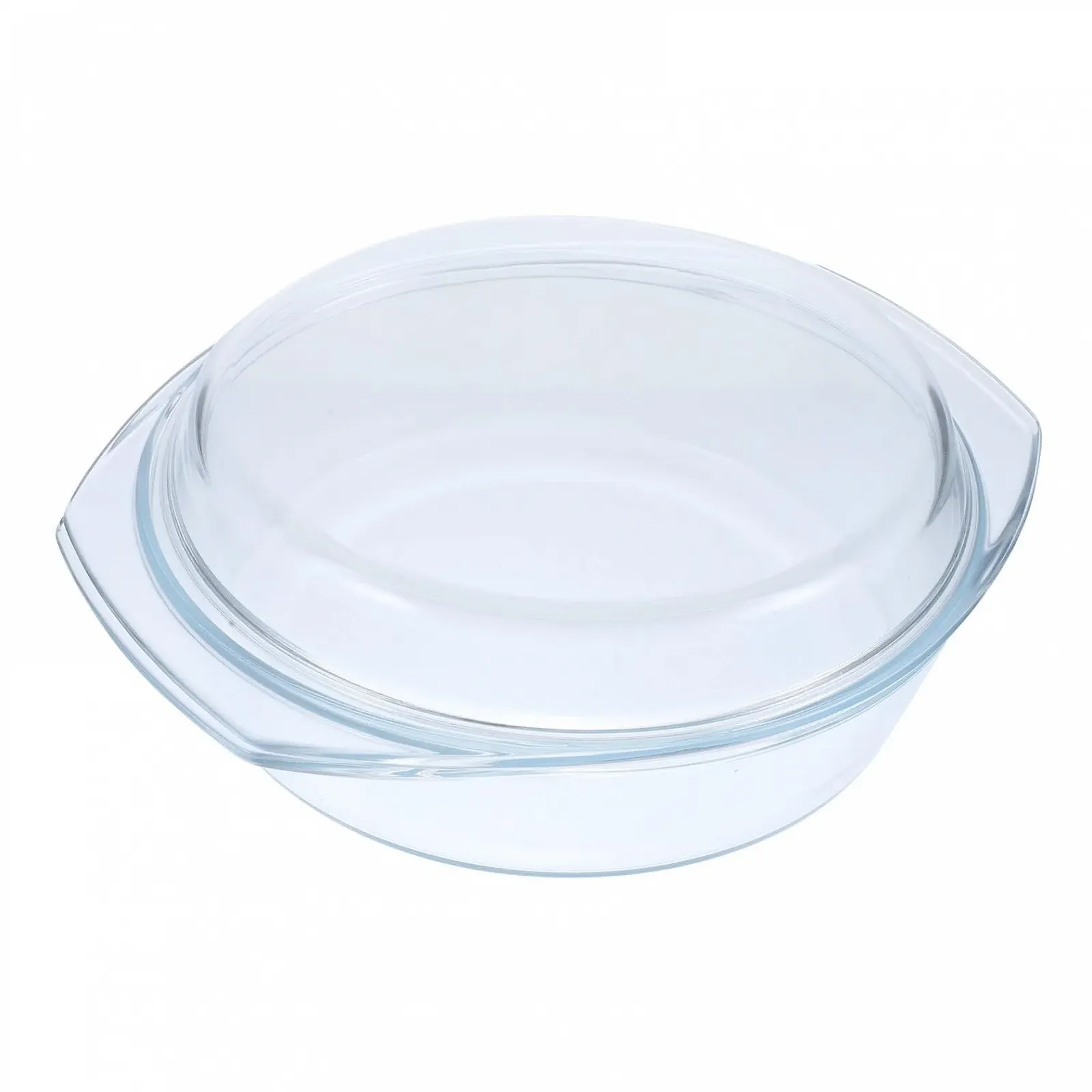 Форма для запекания TOYANDONA стеклянная прозрачная с крышкой термостойкая круглая, фото №1