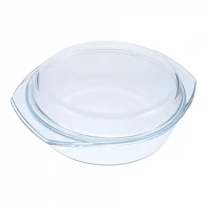 Форма для запекания TOYANDONA стеклянная прозрачная с крышкой термостойкая круглая - Фото 1