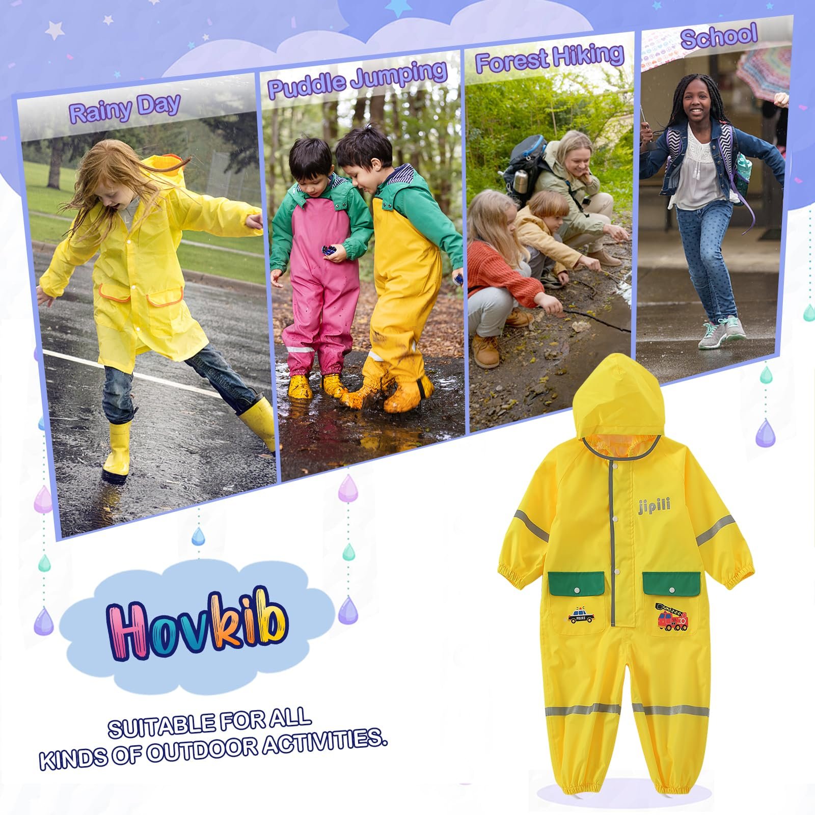 Дитячий дождевой костюм Hovkib для девочек и мальчиков, цельный дождевик, детский водонепроницаемый дождевик, дождевой комбинезон, милый мультяшный дождевик, дождевое пончо, 1-10 лет, фото №5 Дитячий дождевой костюм Hovkib для девочек и мальчиков, цельный дождевик, детский водонепроницаемый дождевик, дождевой комбинезон, милый мультяшный дождевик, дождевое пончо, 1-10 лет, фото №5