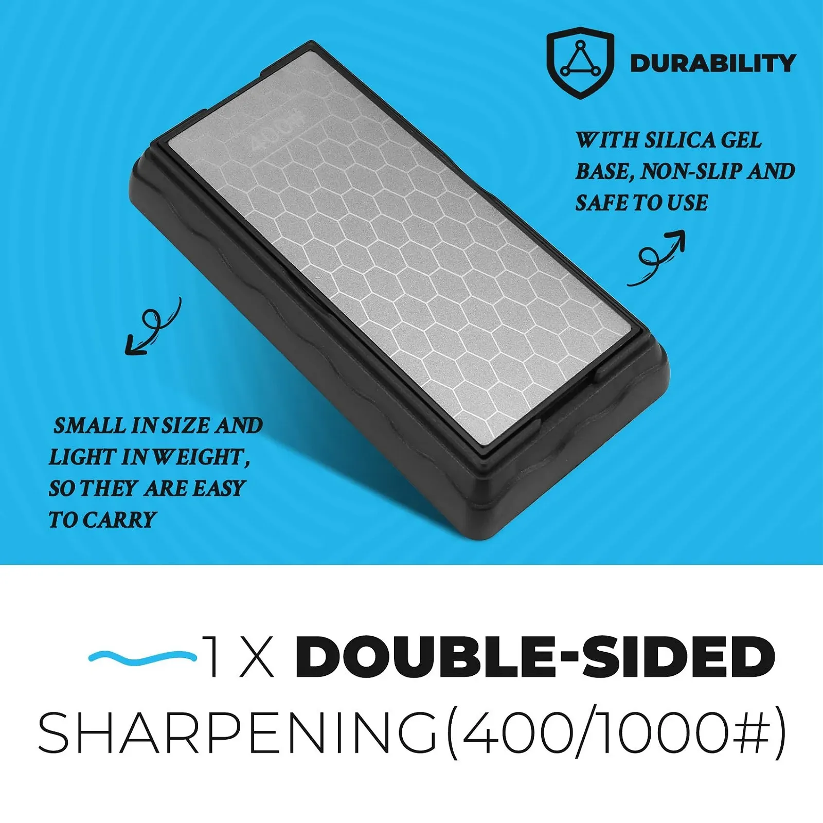 Алмазна точильна пластина двостороння 400/1000 грит з нековзною основою, фото №6