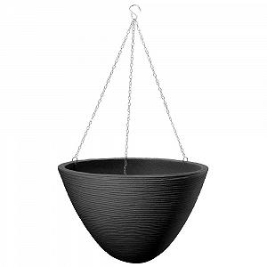 Підвісне кашпо Dehner Vino пластикове 33 см Темно-сіре - Фото 1