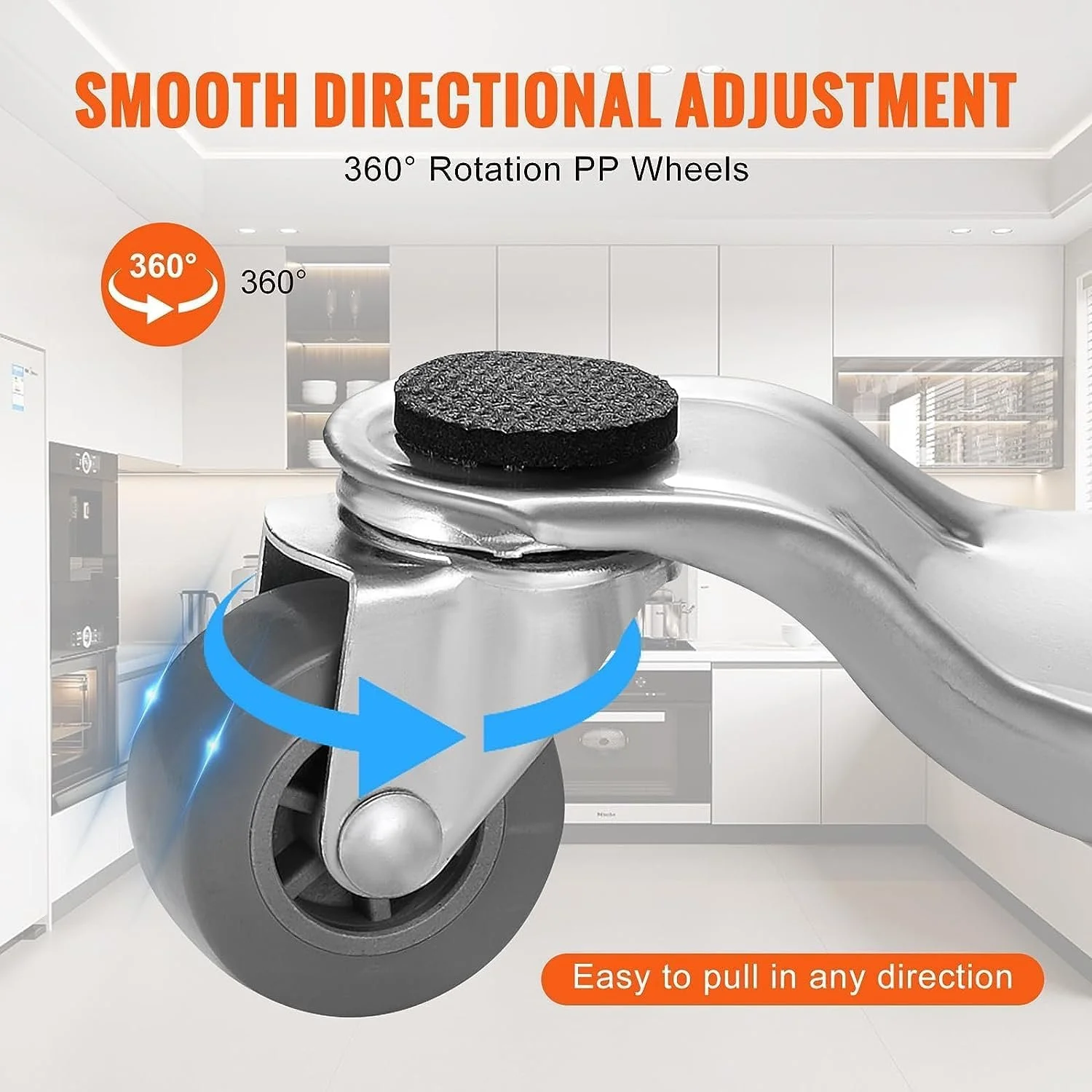 Набір меблевих візків-триног VEVOR JYS-135 / 4 шт. в комплекті / Загальна вантажопідйомність 114 кг / 360° поворотні колеса PP / Міцна вуглецева сталь / Сірі, фото №5 Набір меблевих візків-триног VEVOR JYS-135 / 4 шт. в комплекті / Загальна вантажопідйомність 114 кг / 360° поворотні колеса PP / Міцна вуглецева сталь / Сірі, фото №5