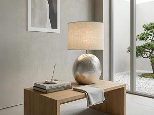 Настільна лампа Metal Base Linen Shade E27 7 Вт 806 лм 53 см Античне срібло Бежева synthetic.ua - Фото 1