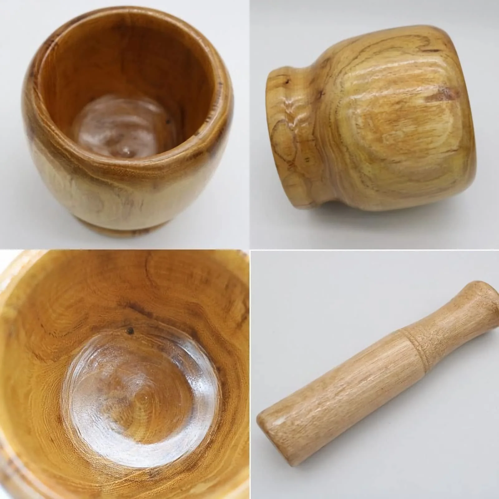 Ступка з товкачиком дерев'яна для подрібнення часнику та спецій Універсальна, фото №6