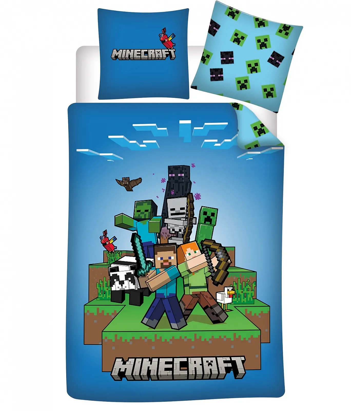 Дитяча постільна білизна AYMAX Minecraft Ready to Survive 135 x 200 см, односпальний розмір, покривало + наволочка 80 x 80 см, мікрофібра, фото №2