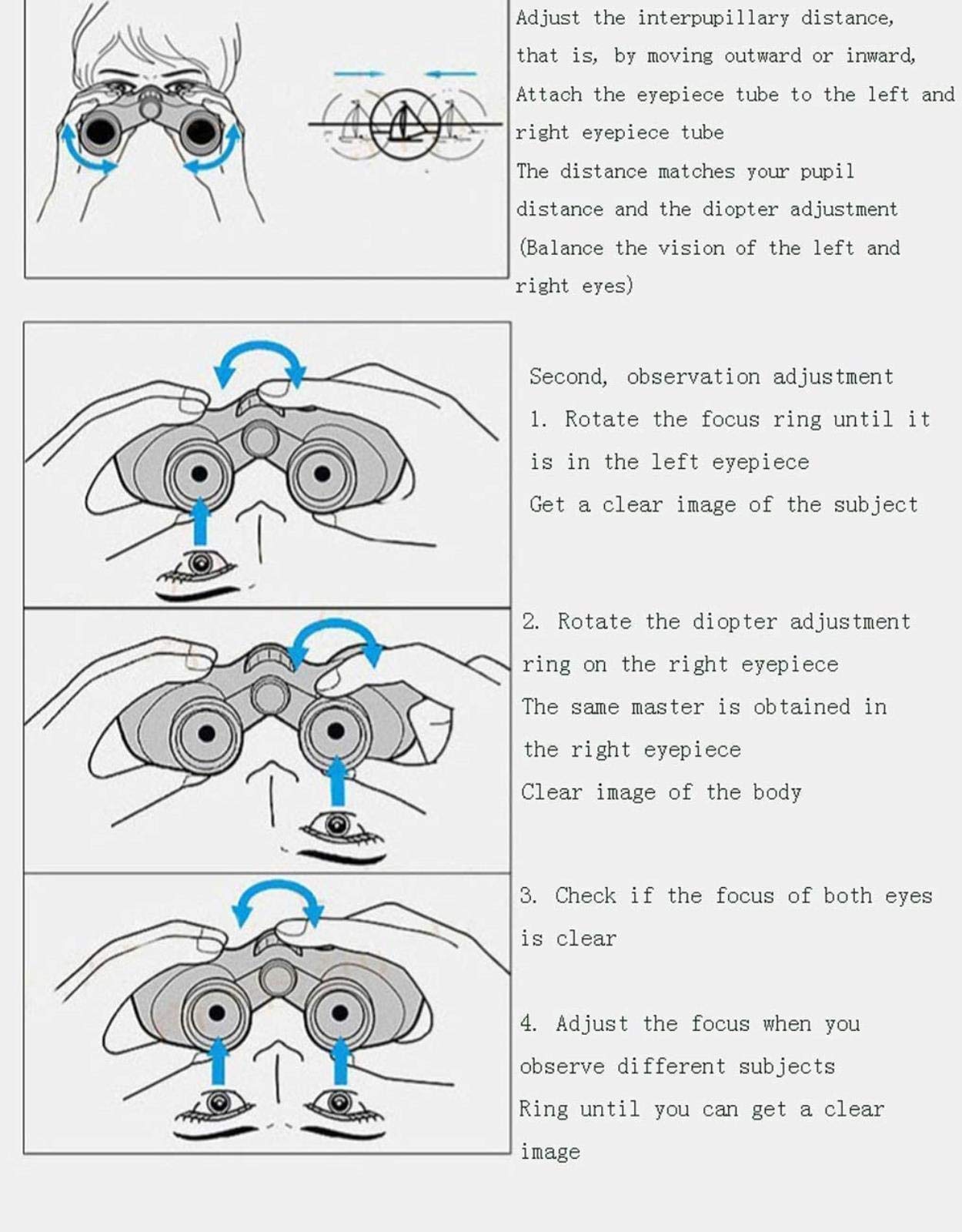 Бінокль ZGJYSP 8x42 Високе Збільшення Сутінкове Нічне Бачення Водонепроникний Металевий Гумовий Портативний Бінокль Підходящий для Дорослих і Дітей для Зовнішнього Відпочинку Подорожей Чорний для Використання Внутрішнього та Зовнішнього, фото №3