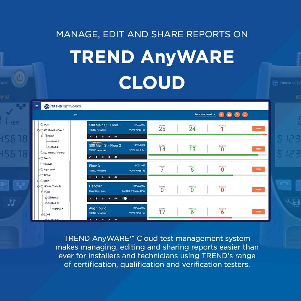 Тестер кабельний TREND Networks VDV II Pro для телефонних мережевих та телевізійних ліній Синій, фото №4