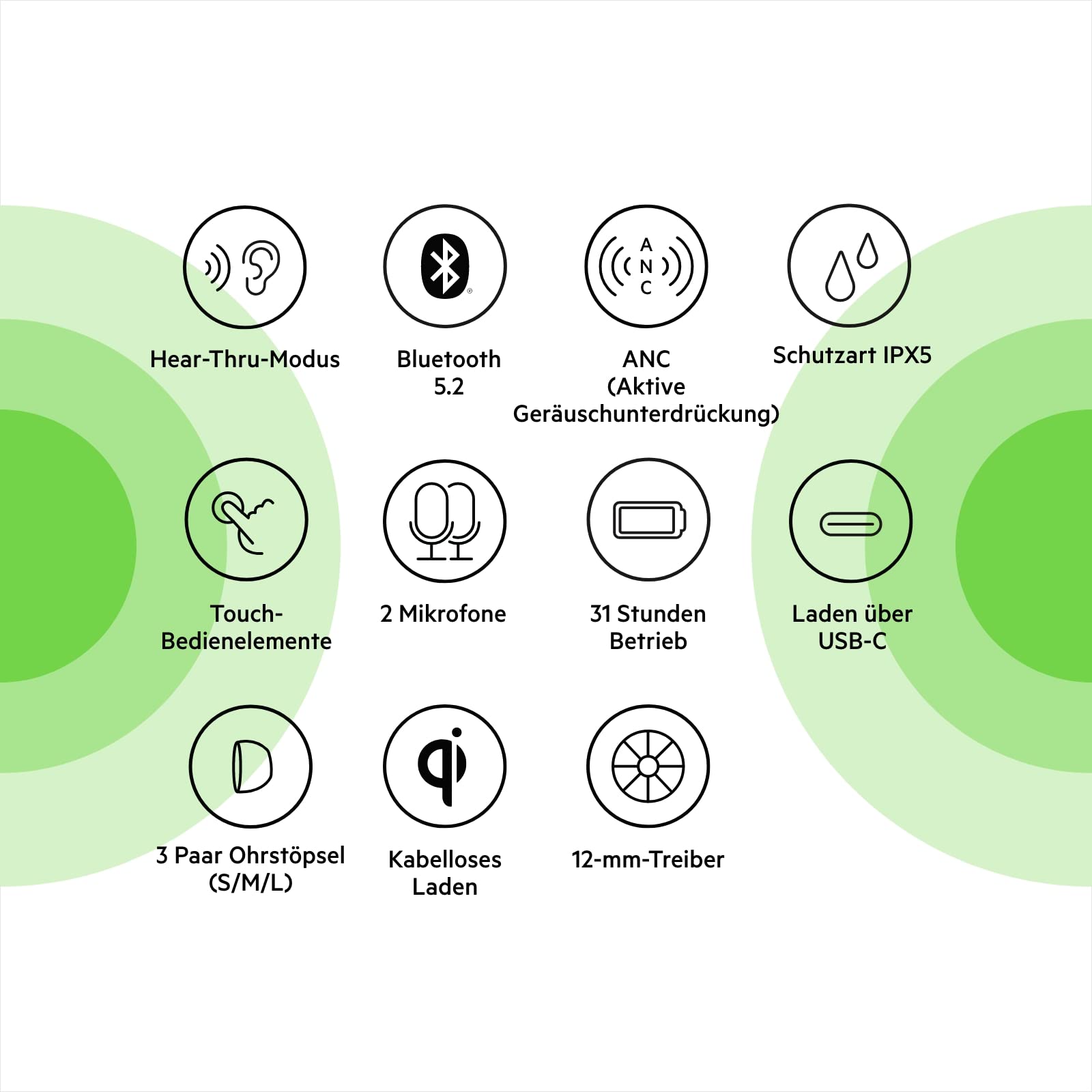 Навушники Belkin SOUNDFORM Flow True Wireless Wireless Bluetooth Noise Cancelling Sweatproof Splash Proof IPX5 31 годин Black, фото №3