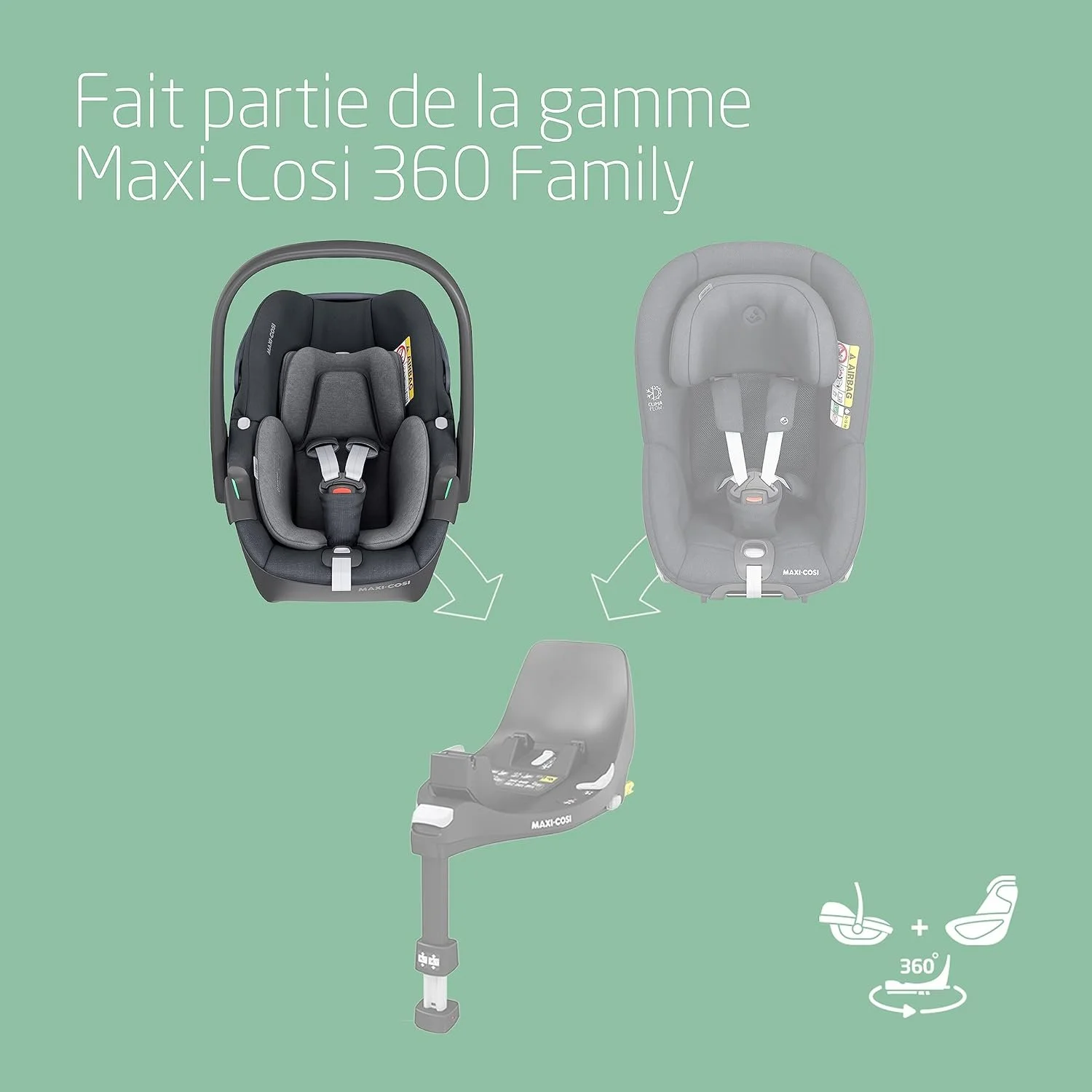 Дитяче автокрісло Maxi-Cosi Pebble 360 / Бічний захист G-Cell / ClimaFlow Comfort / 0-15 місяців / Essential Graphite, фото №6 Дитяче автокрісло Maxi-Cosi Pebble 360 / Бічний захист G-Cell / ClimaFlow Comfort / 0-15 місяців / Essential Graphite, фото №6
