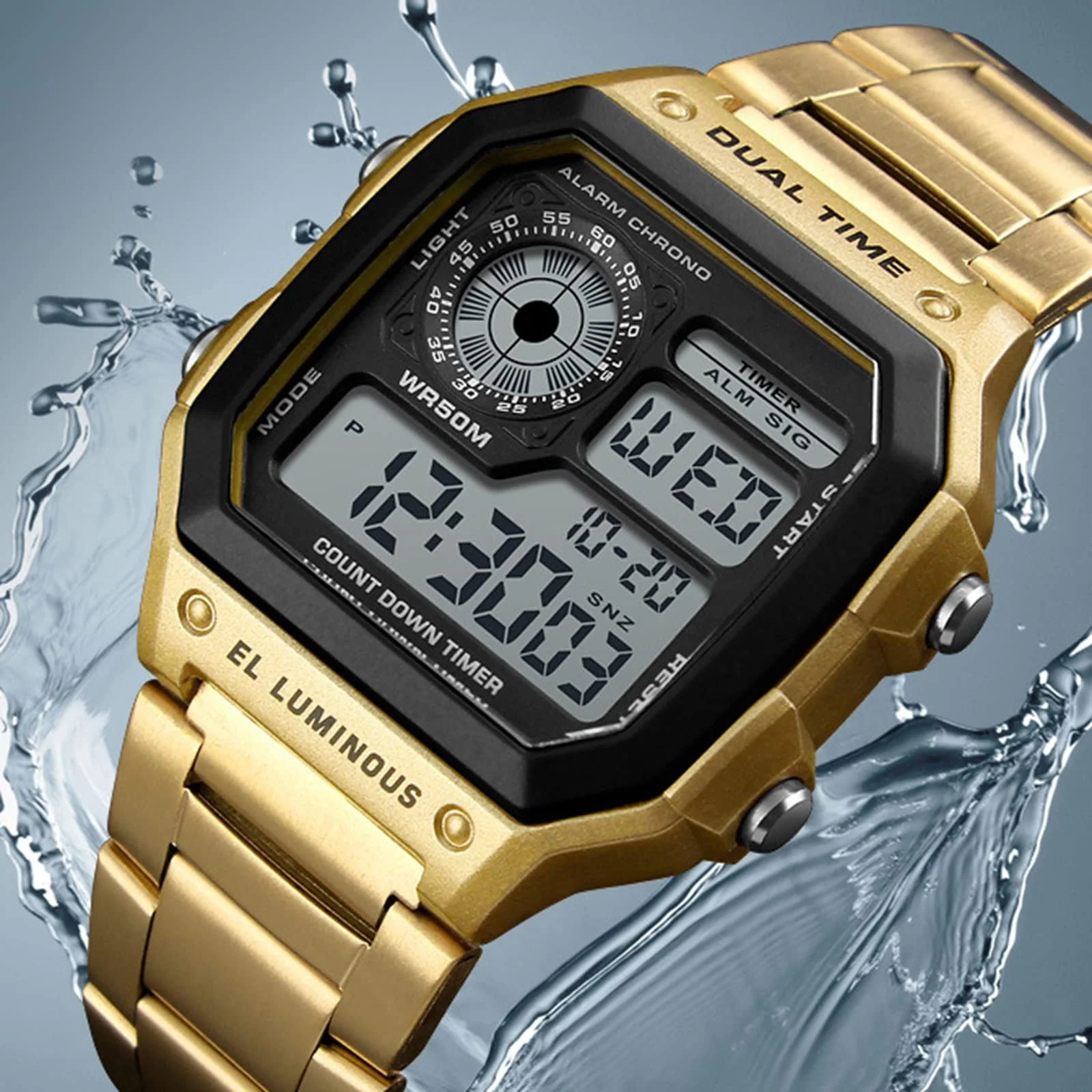 Годинник Nicoone Чоловічий Модний Цифровий Годинник Ремінець з нержавіючої сталі Водонепроникний, фото №3 Годинник Nicoone Чоловічий Модний Цифровий Годинник Ремінець з нержавіючої сталі Водонепроникний, фото №3