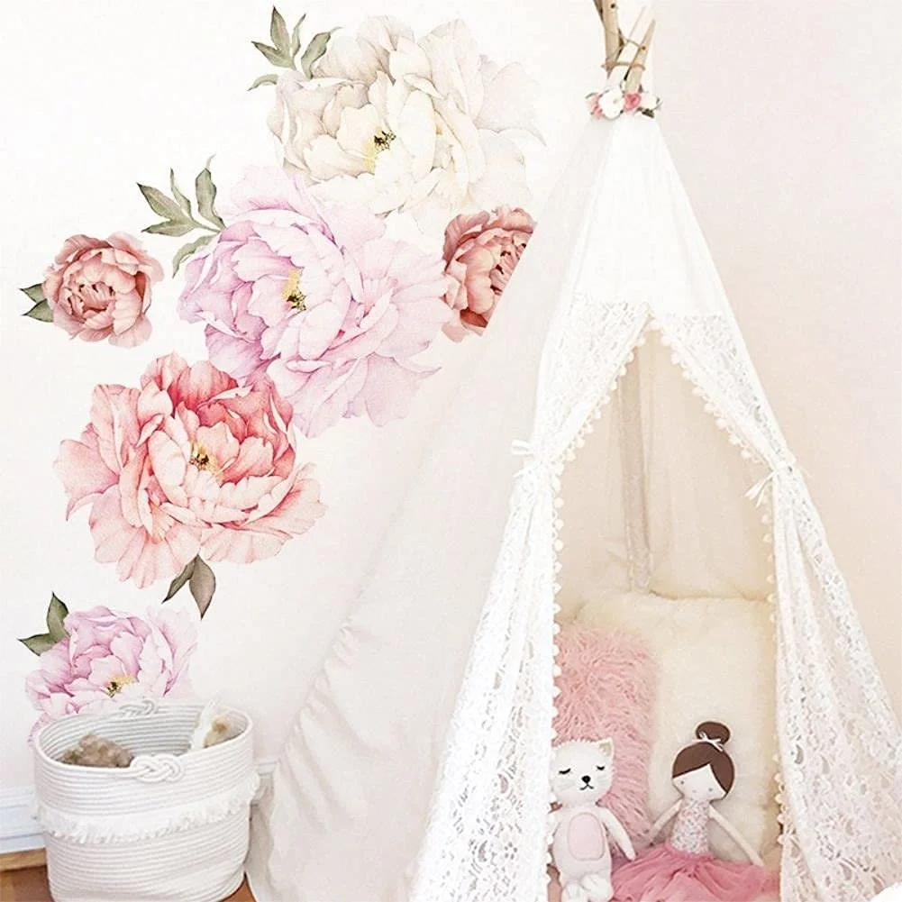 Наклейка на стіну WandSticker4U Півонії Квіти XXL самоклеюча Набір 6 шт. Рожевий/Білий, фото №3 Наклейка на стіну WandSticker4U Півонії Квіти XXL самоклеюча Набір 6 шт. Рожевий/Білий, фото №3