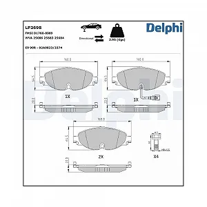 Комплект тормозных колодок, дисковый тормоз Delphi LP2698 - Фото 1
