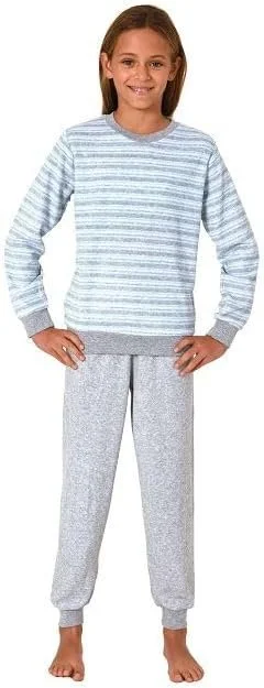 Піжама Terry для дівчинки Normann Смугаста, Тепла піжама з манжетами, фото №1 Піжама Terry для дівчинки Normann Смугаста, Тепла піжама з манжетами, фото №1