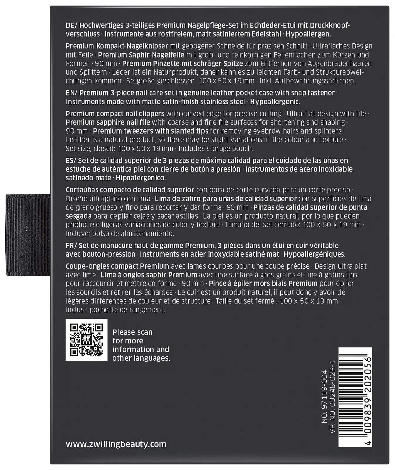 Набір для манікюру Zwilling Estuche De Bolsillo, шкіра, чорний, 3 шт, фото №6