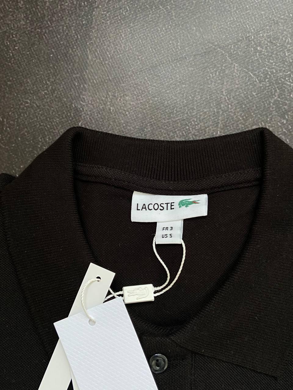 Мужское поло черное Lacoste мужская футболка с воротником лакоста, фото №3