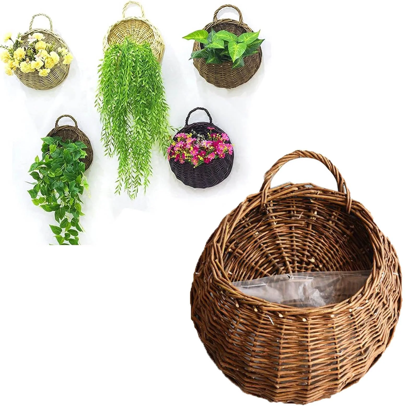 Плетене настінне кашпо з верби 31x25 см, фото №2 Плетене настінне кашпо з верби 31x25 см, фото №2