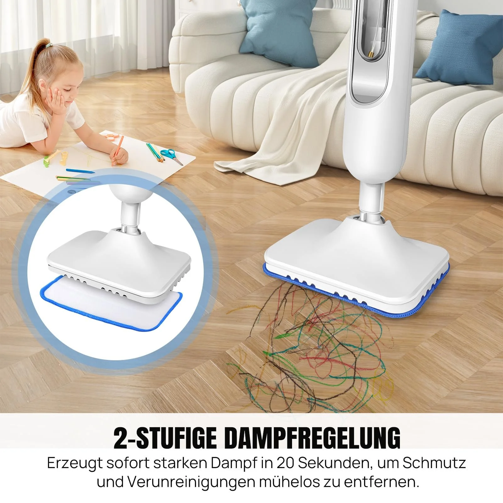 Парова швабра Premium Steam Mop Pro 1500W 400 мл 32 г/хв, фото №5