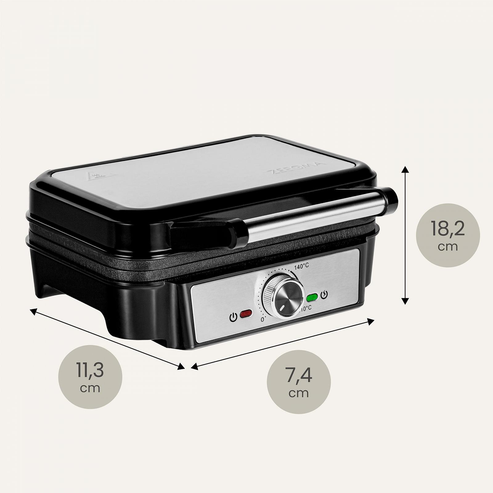 Вафельница ZEEGMA GOFREE CHEF, 1200 Вт, для бельгийских вафель, двойное антипригарное покрытие, регулятор температуры, индикатор готовности, толстые вафли, глубокие пластины, фото №7