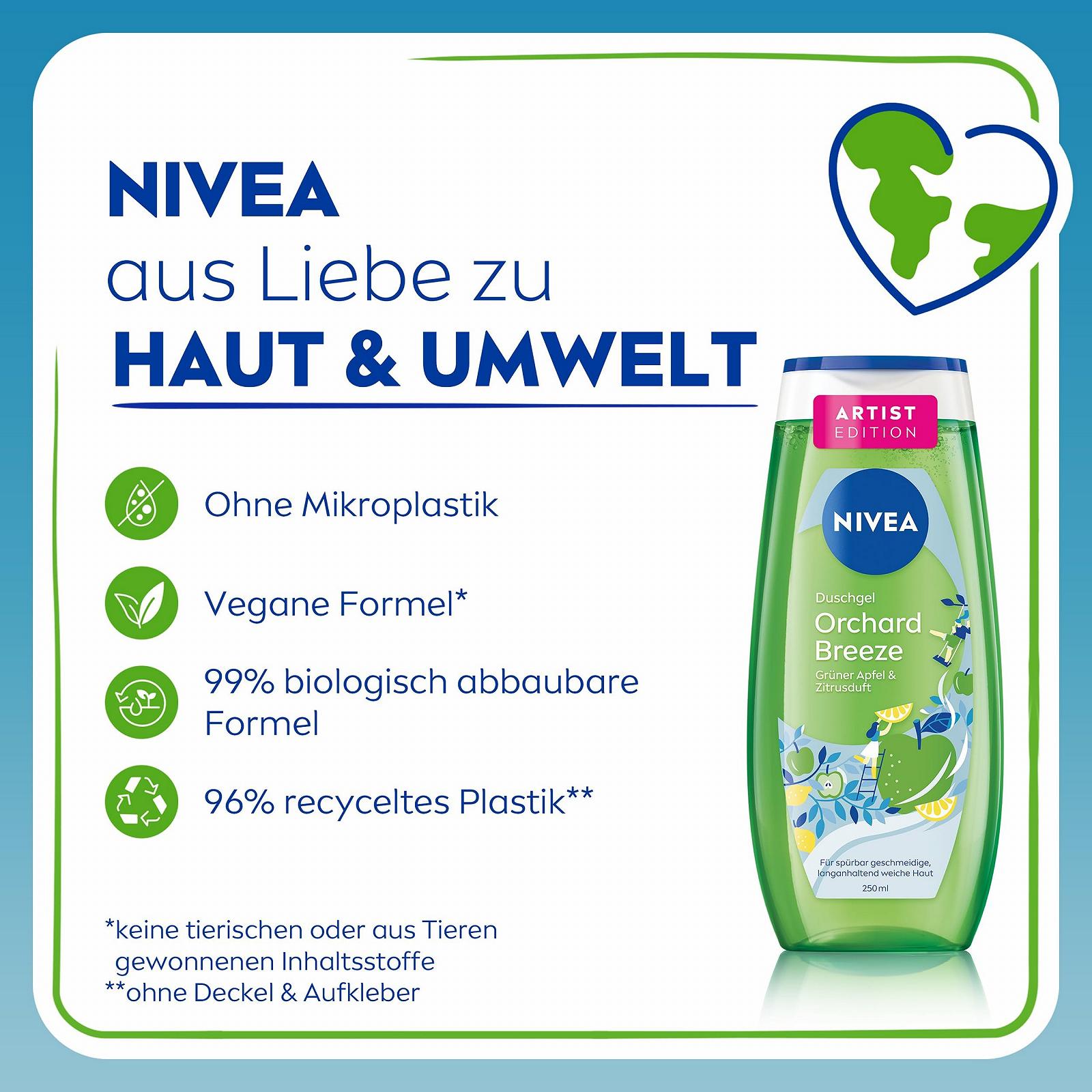 Гель для душу NIVEA Orchard Breeze Artist Edition з вітамінами C та E 250 мл, фото №7