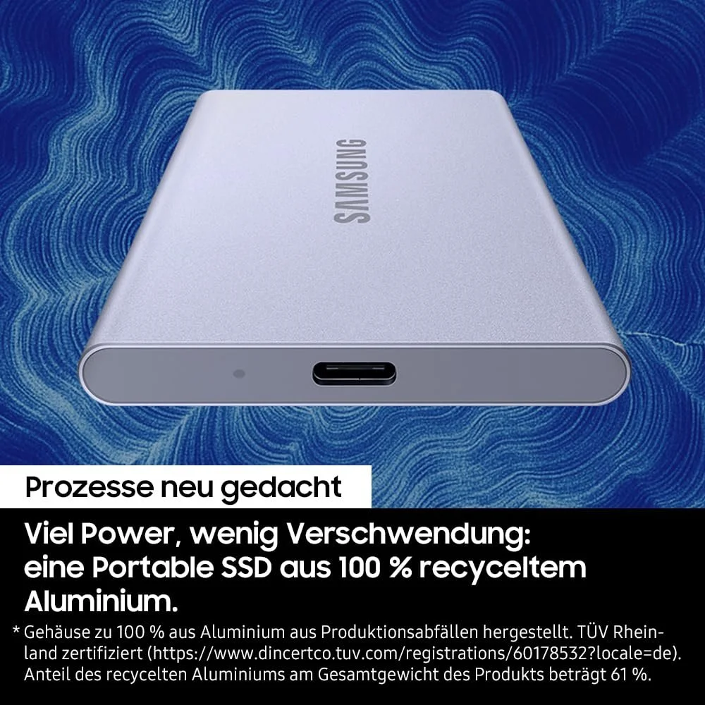 Портативний SSD Samsung T7 Resurrected MU-PD1T0G/WW 1 ТБ USB 3.2 Gen.2 Metallic Silver, фото №3